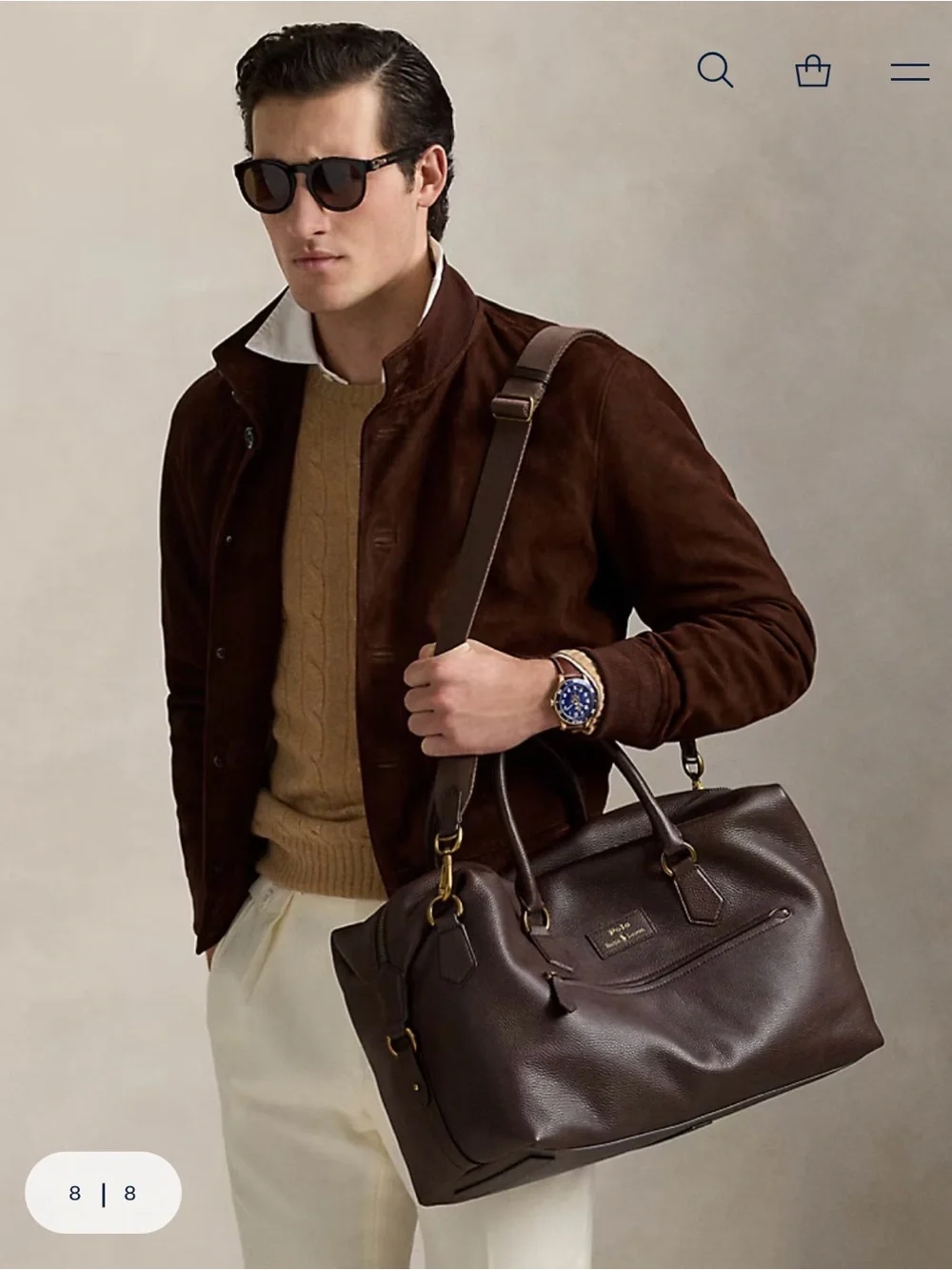 NEW Polo Ralph Lauren Dark Brown Leather Duffle Bag